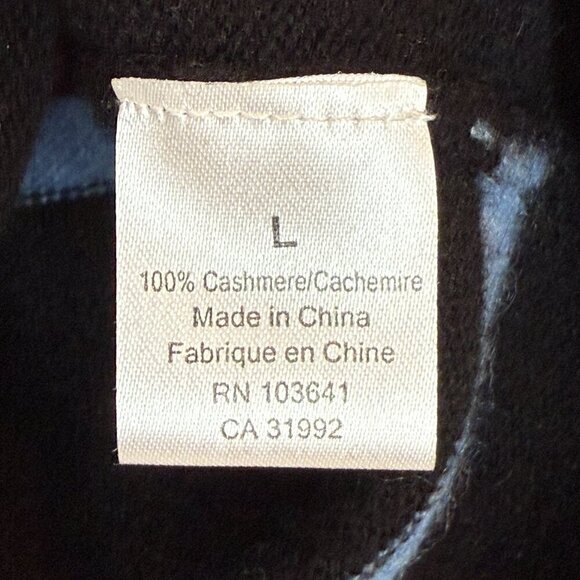 Black Cashmere Sweater Novelty Star Stripe Design Blue Large - Picture 8 of 10